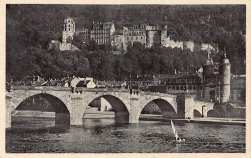 Deutschland Heidelberg Alte Neckarbrücke Schloss Schloss Postkarte