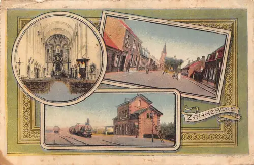 Belgien Zonnebeke 1915 Bahnhof 1. Weltkrieg Feldpostkarte
