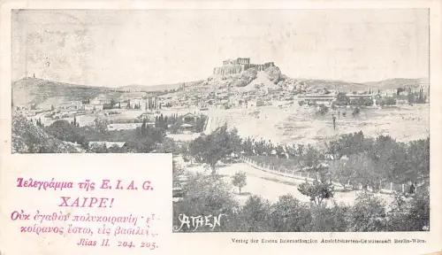 Griechenland Athen 1898 Telegramm Vintage Postkarte