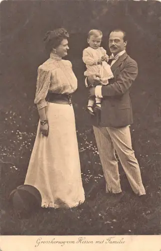 Großherzog von Hessen Ernest Louis und seine Familie Königshaus Adel Vintage Postkarte