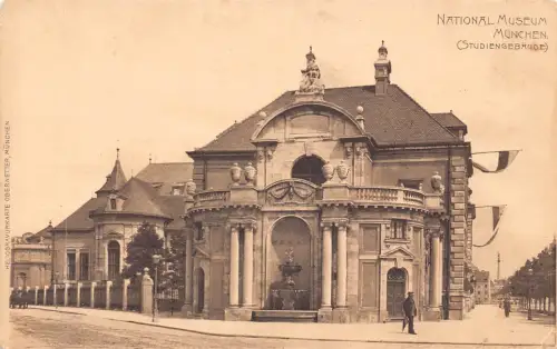 Deutschland Nationalmuseum München Studiengebaeude Vintage Postkarte