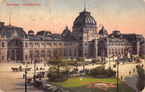 Deutschland Nürnberg Hauptbahnhof Bahnhof Wagen Vintage Postkarte