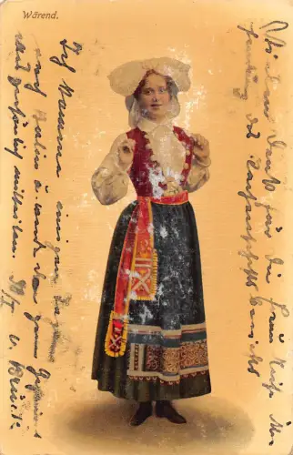 Deutsche Trachten 1918 Frau aus Waend Vintage Postkarte