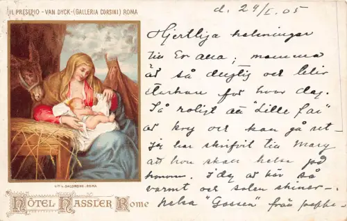 Art 1905 Hotel Hassler Rom Il Presepio Van Dyck Galleria Corsini Rom Postkarte