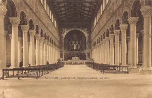 Deutschland München München St Bonifatiuskirche Kirche Innenraum Vintage Postkarte