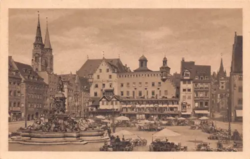 Deutschland Nürnberger Marktplatz Vintage Postkarte