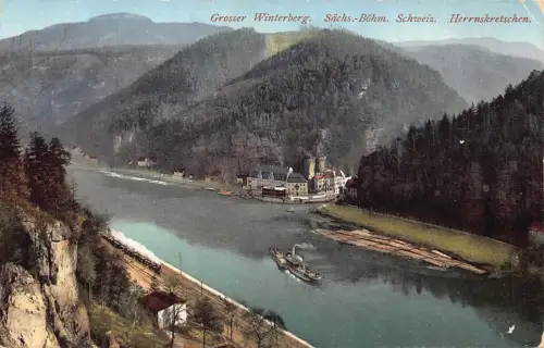 Deutschland Großer Winterberg Saechs Böhm Herrnskretschen Dampfschiff Postkarte