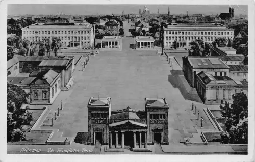 Deutschland München Königlicher Platz Vintage Postkarte