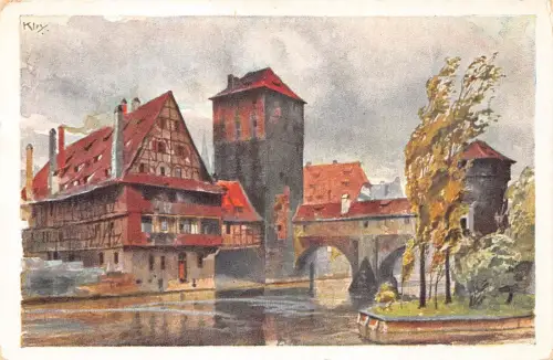 Deutschland Nürnberg Henkersteg Gesamtansicht Kunst Vintage Postkarte