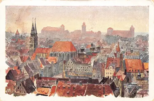 Deutschland Nürnberg Gesamtansicht Kunst Vintage Postkarte