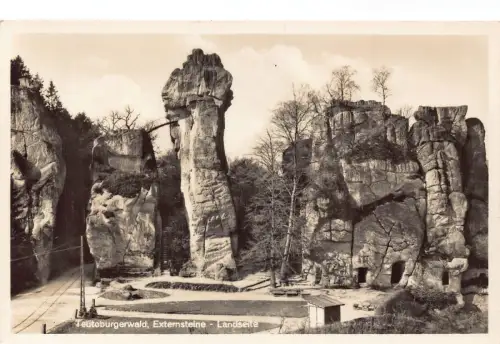Deutschland Teutoburgerwald Externsteine Landesseite Klippen RPPC Vintage Postkarte