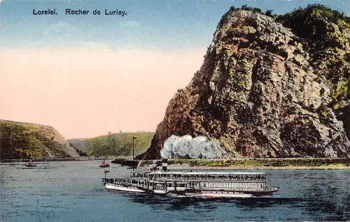Deutschland Lorelei Rocher de Lurley Steamboat Cliffs Vintage Postkarte
