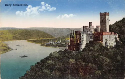 Deutschland Burg Stolzenfels Burg Vintage Postkarte