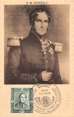 Belgien 1949 König Leopold I Erstausgabetag Maxikarte Nr91
