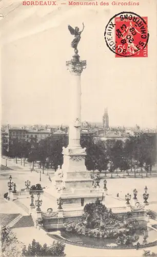 Frankreich 1908 Bordeaux Monument des Girondins Säule Vintage Postkarte