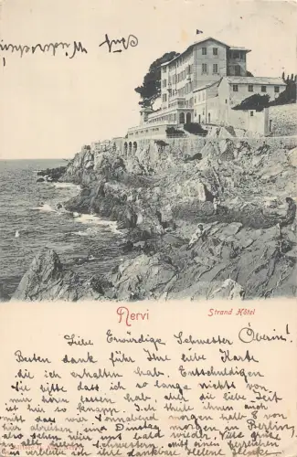 Italien 1904 Nervi Strand Hotel Klippen alte Postkarte