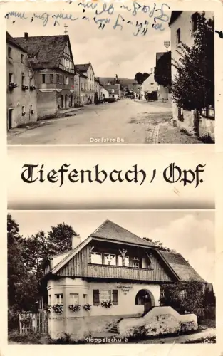 Deutschland 1952 Tiefenbach Opf Dorfstraße Kloeppelschule Schule Vintage Postkarte