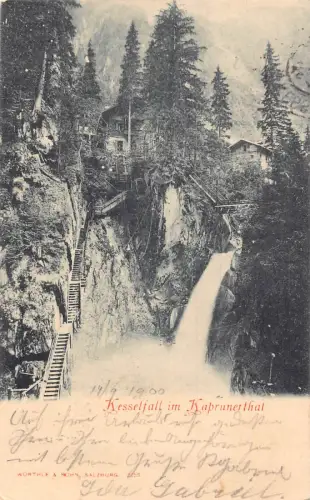 Österreich 1900 Kesselfall im Kaprunerthal Wasserfall Vintage Postkarte