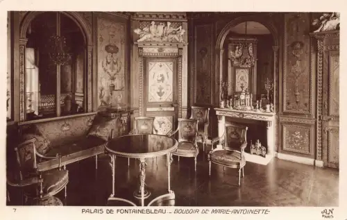 Frankreich Palais de Fontainebleau Boudoir de Marie Antoinette Vintage Postkarte