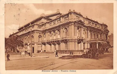Argentinien Buenos Aires Teatro Colón Theaterwagen Oldtimer Postkarte