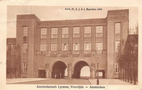 Niederlande 1927 Amsterdam Lyzeum Voorzijde Highschool Vintage Postkarte