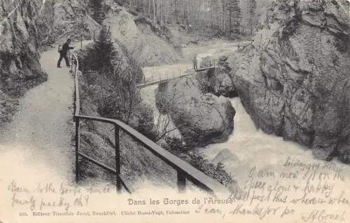 Schweiz 1902 Dans les Gorges de l'Areuse Wasserfall Vintage Postkarte