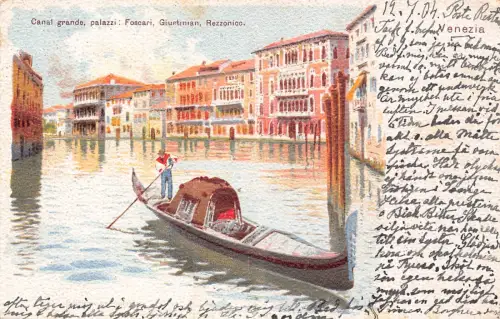 Italien Venedig Venezia 1904 Canal Grande Palace Foscari Rezzonico Gondel Postkarte