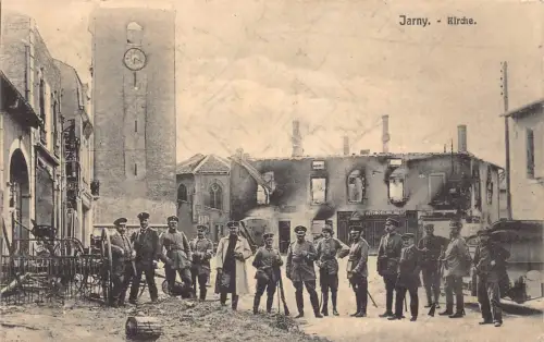 Frankreich 1915 Jarny Kirche Soldaten Automobiline Katastrophe 1. Weltkrieg Feldpostkarte