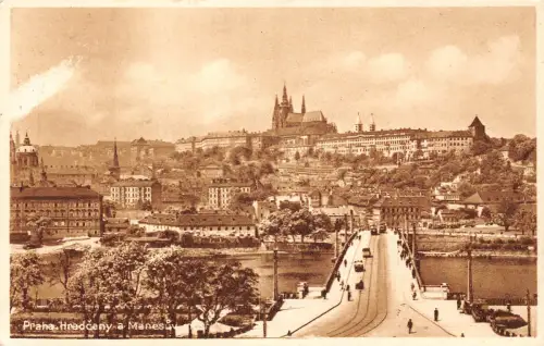 Tschechien 1941 Prager Mähnenbrücke und Burg 2. Weltkrieg Feldpostkarte
