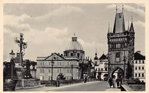Tschechien 1944 Prag Prag Brückenturm Turmbrücke Vintage Postkarte