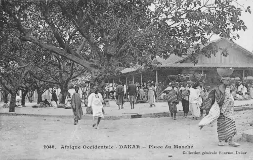 Senegal Dakar Place du Marche Frauen Pflegeschalen auf Kopf ethnische Vintage Postkarte
