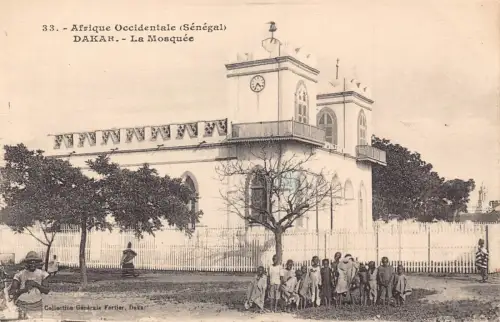 Senegal Dakar La Moschee Moschee Kindergruppe Vintage Postkarte