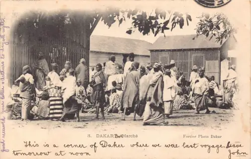 Senegal 1903 Dakar Marken belebter Marktplatz alte Postkarte
