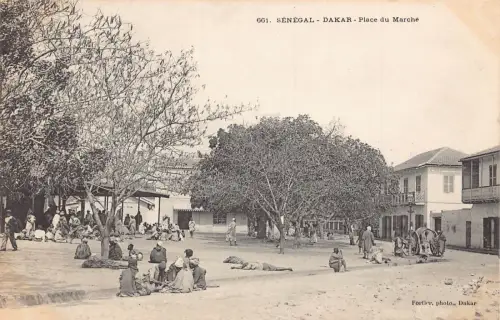 Senegal Dakar Place du Marche Square Vintage Postkarte