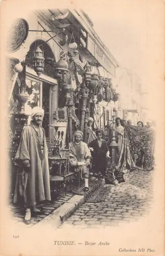 Tunesien Tunis Bazar Arabe Shop Vintage Postkarte