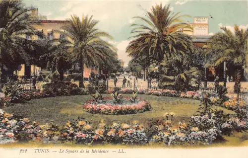 Tunesien Tunis Le Square de la Residence Blumen Vintage Postkarte