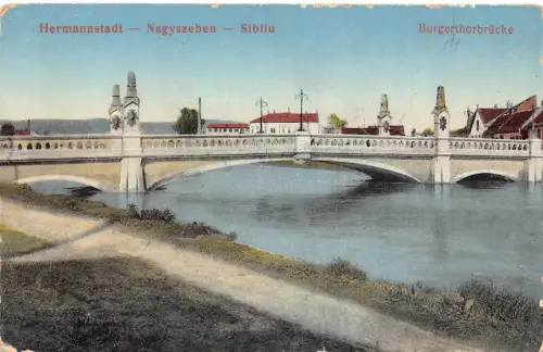 Rumänien Hermannstadt Nagyszebenbrücke 1917 Feldpostkarte