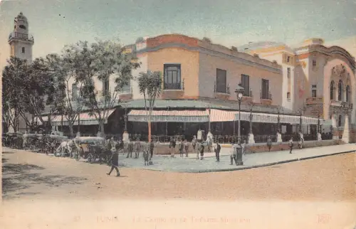 Tunesien Tunis Casino et Theater Stadtkutschen Vintage Postkarte