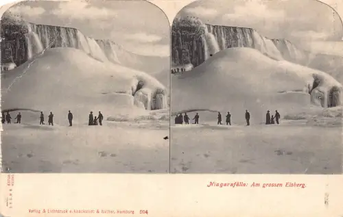 US Niagarafälle gefroren getrimmt Stereo Vintage Postkarte