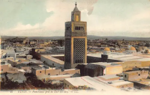 Tunesien Tunis Panorama Pris de Dar-El-Bey Vintage Postkarte