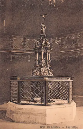 Deutschland Dom zu Lübeck Taufstein Vintage Postkarte