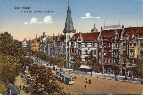 Deutschland Düsseldorf Place du Comte Adolphe Straßenbahn Heinrich Blankertz Postkarte