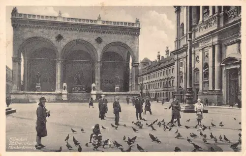 Deutschland München Feldherrnhalle Taubenplatz Vintage Postkarte