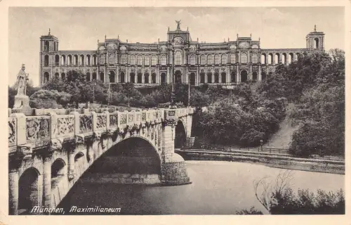 Deutschland München Maximilianeum Brücke Vintage Postkarte