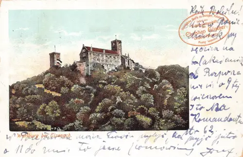 Deutschland 1904 Wartburg bei Schloss Eisenach Vintage Postkarte