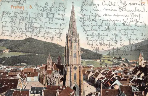 Deutschland 1903 Freiburg i B Kirche Vintage Postkarte