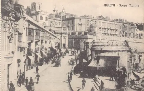 Malta Scesa Marina Street Vintage Postkarte