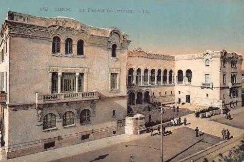 Tunesien Tunis Palais de Justice Law Court Vintage Postkarte