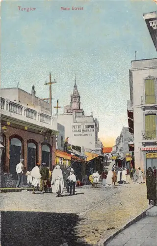 Marokko Tanger Main Street Petit Louvre Grand Magasin Vintage Postkarte