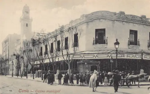 Tunesien Tunis Casino Municipal Vintage Postkarte